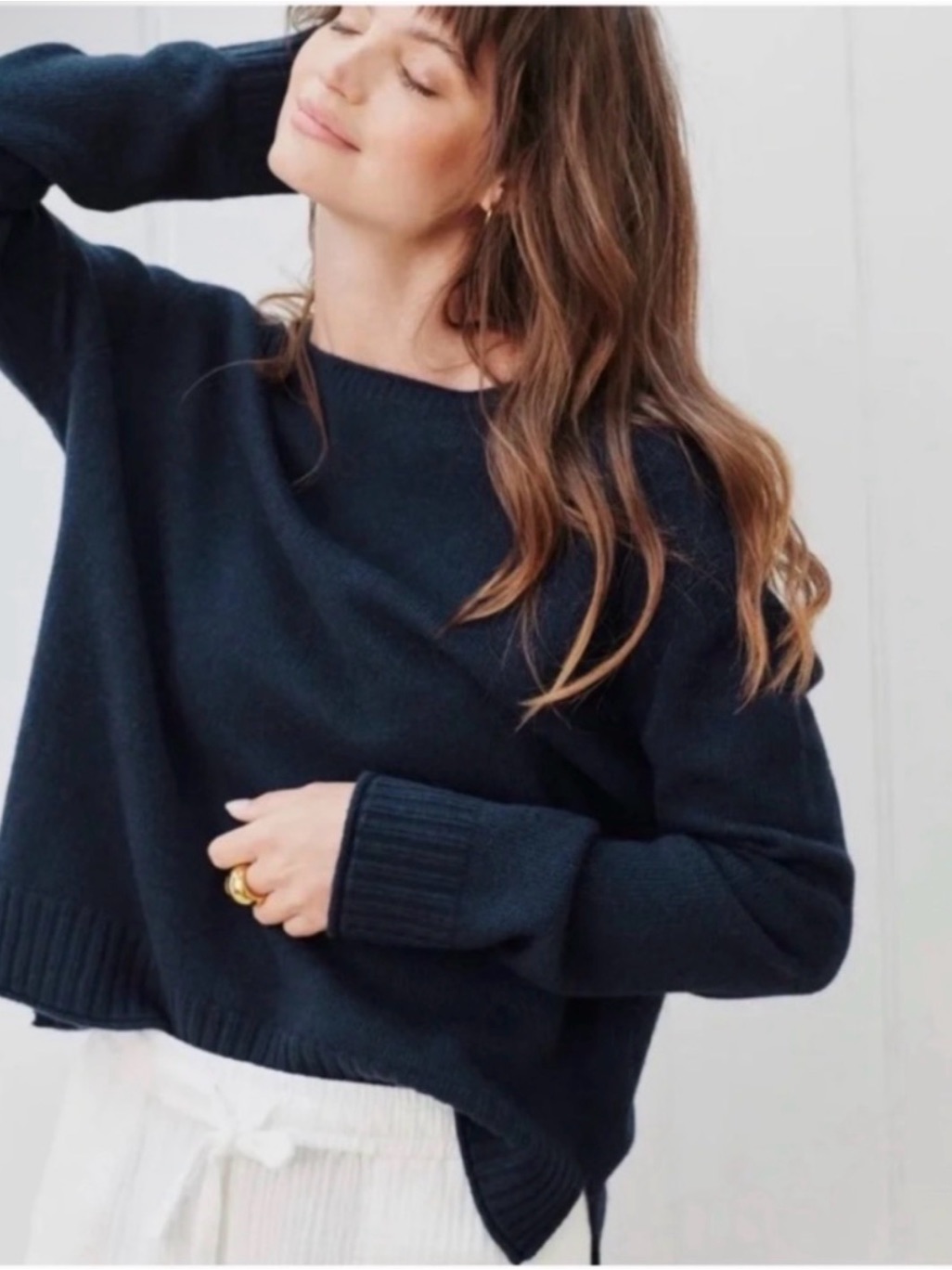 Jenni Kayne Navy Blue Cashmere Blend Everyday Sweater Knit Size L — image 6 of 8